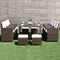 Mix Brown PE Rattan Patio Chair Set 6 Chairs 4 Ottomans Cushioned Outdoor